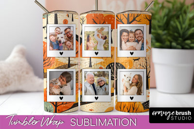 Autumn Photo Frame Tumbler Wrap - Fall Tumbler Sublimation Sublimation OrangeBrushStudio 