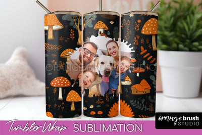 Autumn Photo Frame Tumbler Wrap - Fall Tumbler Sublimation Sublimation OrangeBrushStudio 