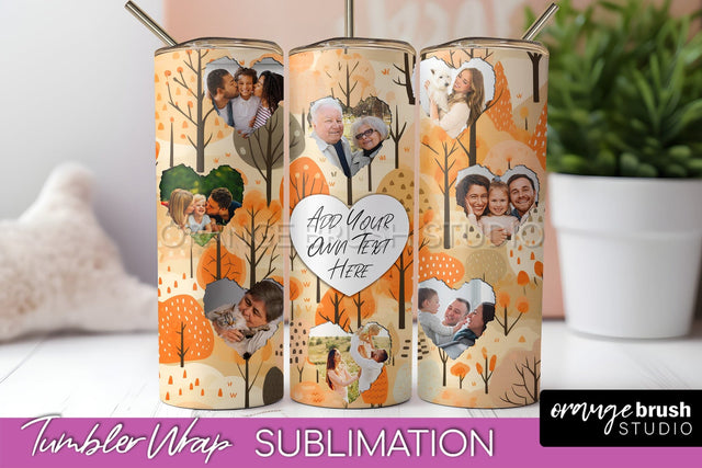 Autumn Photo Frame Tumbler Wrap - Fall Tumbler Sublimation Sublimation OrangeBrushStudio 