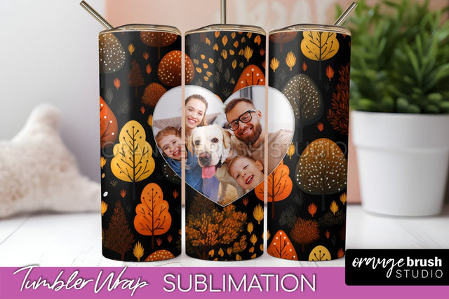 Autumn Photo Frame Tumbler Wrap - Fall Tumbler Sublimation Sublimation OrangeBrushStudio 