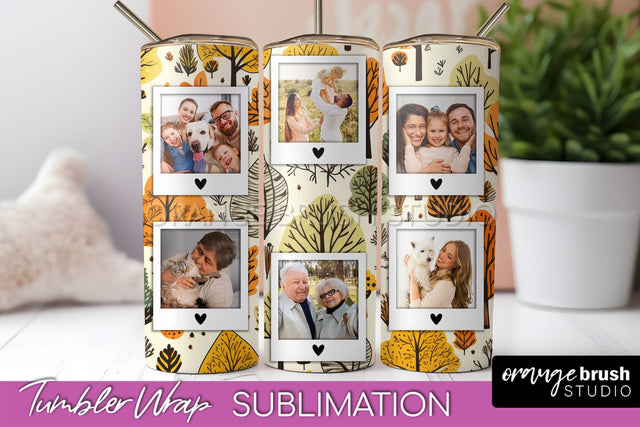 Autumn Photo Frame Tumbler Wrap - Fall Tumbler Sublimation Sublimation OrangeBrushStudio 