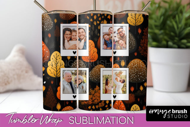 Autumn Photo Frame Tumbler Wrap - Fall Tumbler Sublimation Sublimation OrangeBrushStudio 