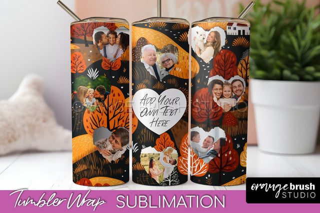 Autumn Photo Frame Tumbler Wrap - Fall Tumbler Sublimation Sublimation OrangeBrushStudio 