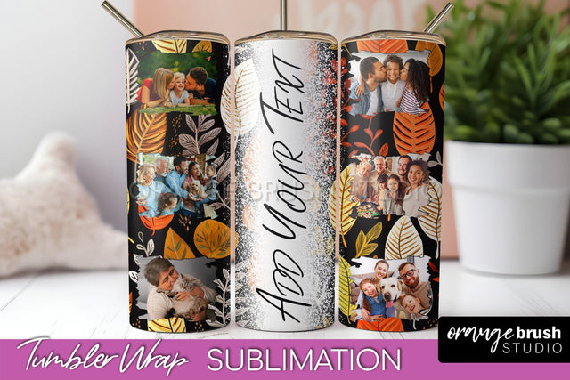 Autumn Photo Frame Tumbler Wrap - Fall Tumbler Sublimation Sublimation OrangeBrushStudio 