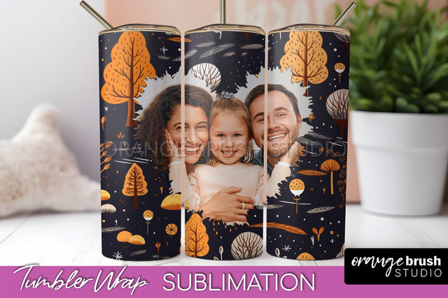 Autumn Photo Frame Tumbler Wrap - Fall Tumbler Sublimation Sublimation OrangeBrushStudio 