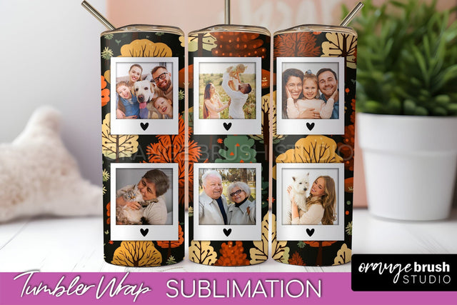 Autumn Photo Frame Tumbler Wrap - Fall Tumbler Sublimation Sublimation OrangeBrushStudio 