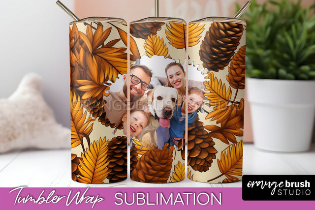 Autumn Photo Frame Tumbler Wrap - Fall Tumbler Sublimation Sublimation OrangeBrushStudio 