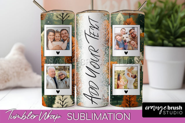 Autumn Photo Frame Tumbler Wrap - Fall Tumbler Sublimation Sublimation OrangeBrushStudio 