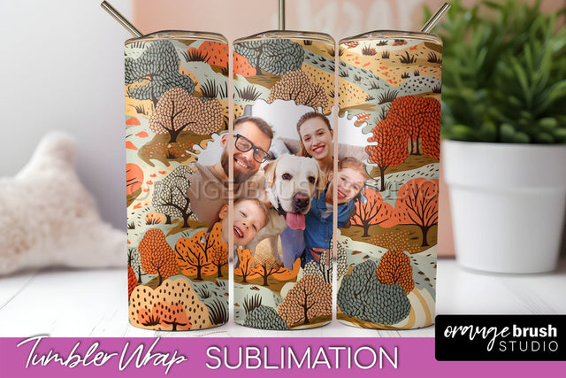 Autumn Photo Frame Tumbler Wrap - Fall Tumbler Sublimation Sublimation OrangeBrushStudio 