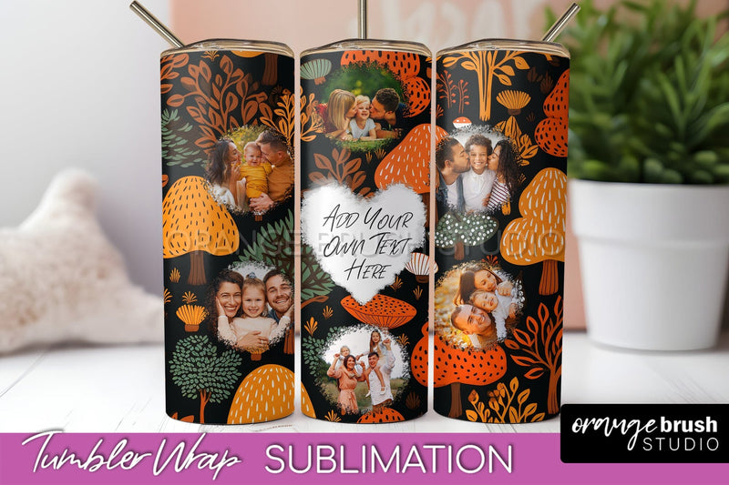 Autumn Photo Frame Tumbler Wrap - Fall Tumbler Sublimation Sublimation OrangeBrushStudio 