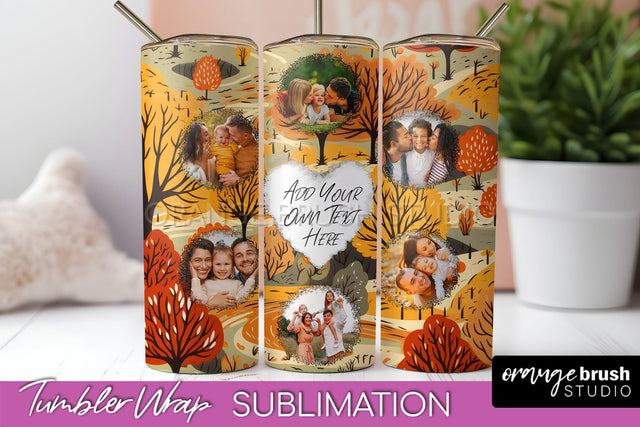 Autumn Photo Frame Tumbler Wrap - Fall Tumbler Sublimation Sublimation OrangeBrushStudio 
