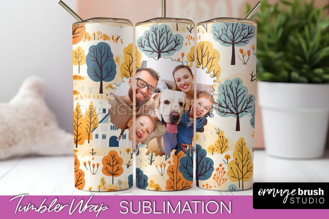 Autumn Photo Frame Tumbler Wrap - Fall Tumbler Sublimation Sublimation OrangeBrushStudio 