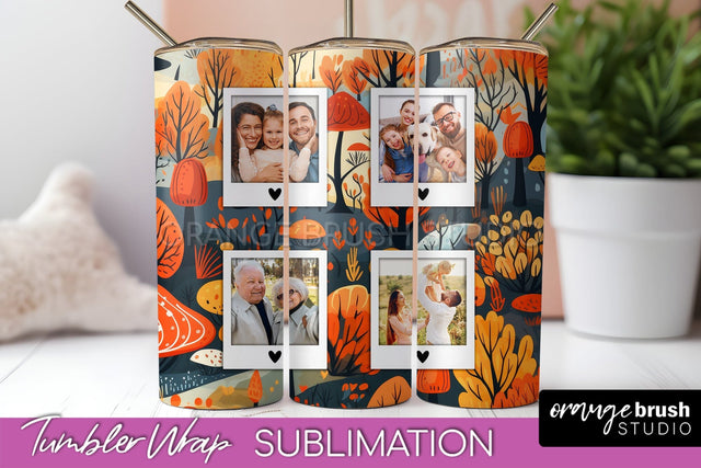 Autumn Photo Frame Tumbler Wrap - Fall Tumbler Sublimation Sublimation OrangeBrushStudio 