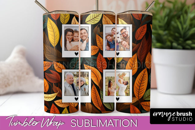 Autumn Photo Frame Tumbler Wrap - Fall Tumbler Sublimation Sublimation OrangeBrushStudio 