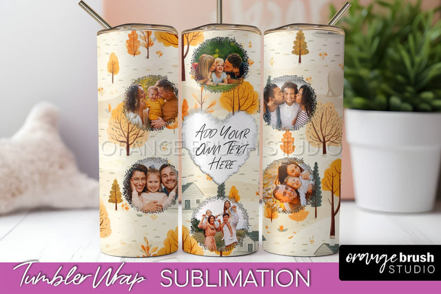 Autumn Photo Frame Tumbler Wrap - Fall Tumbler Sublimation Sublimation OrangeBrushStudio 