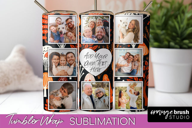 Autumn Photo Frame Tumbler Wrap - Fall Tumbler Sublimation Sublimation OrangeBrushStudio 