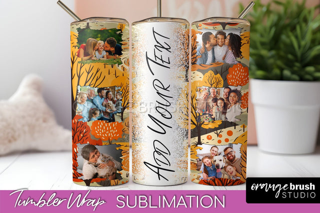 Autumn Photo Frame Tumbler Wrap - Fall Tumbler Sublimation Sublimation OrangeBrushStudio 