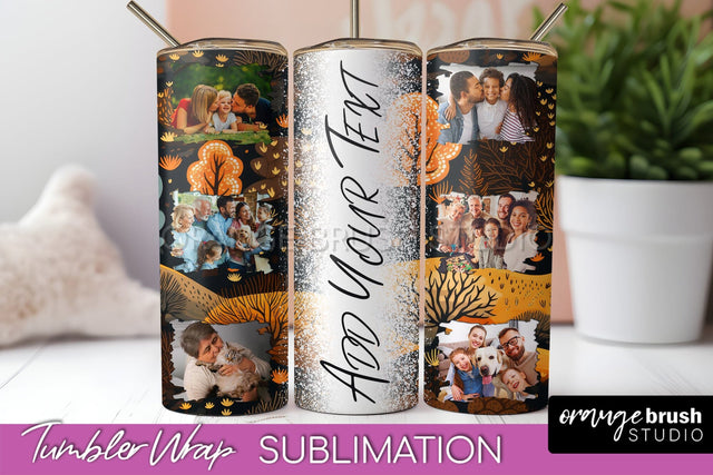 Autumn Photo Frame Tumbler Wrap - Fall Tumbler Sublimation Sublimation OrangeBrushStudio 