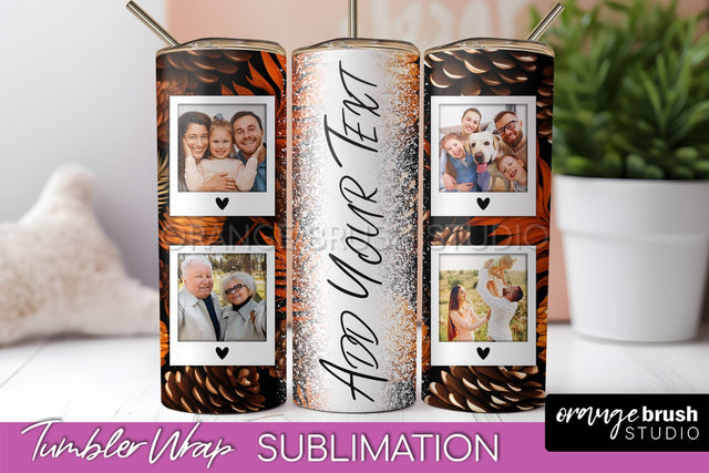 Autumn Photo Frame Tumbler Wrap - Fall Tumbler Sublimation Sublimation OrangeBrushStudio 
