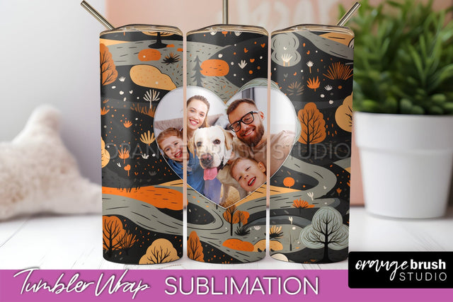 Autumn Photo Frame Tumbler Wrap - Fall Tumbler Sublimation Sublimation OrangeBrushStudio 