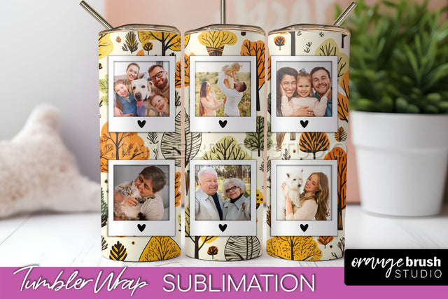 Autumn Photo Frame Tumbler Wrap - Fall Tumbler Sublimation Sublimation OrangeBrushStudio 