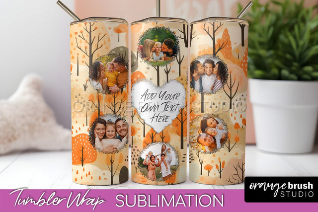 Autumn Photo Frame Tumbler Wrap - Fall Tumbler Sublimation Sublimation OrangeBrushStudio 