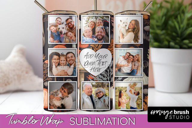 Autumn Photo Frame Tumbler Wrap - Fall Tumbler Sublimation Sublimation OrangeBrushStudio 