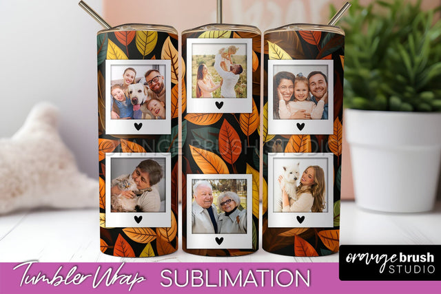 Autumn Photo Frame Tumbler Wrap - Fall Tumbler Sublimation Sublimation OrangeBrushStudio 