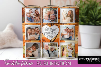 Autumn Photo Frame Tumbler Wrap - Fall Tumbler Sublimation Sublimation OrangeBrushStudio 