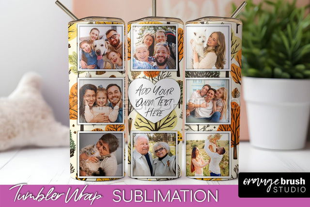 Autumn Photo Frame Tumbler Wrap - Fall Tumbler Sublimation Sublimation OrangeBrushStudio 