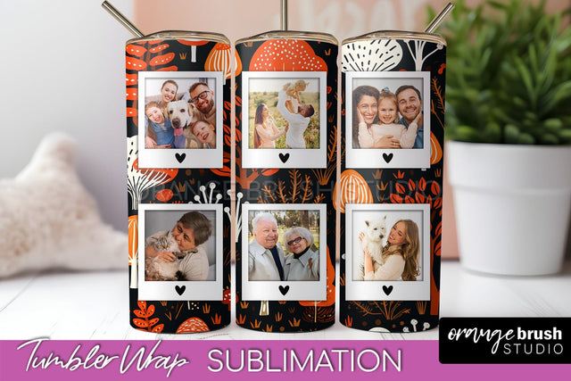 Autumn Photo Frame Tumbler Wrap - Fall Tumbler Sublimation Sublimation OrangeBrushStudio 