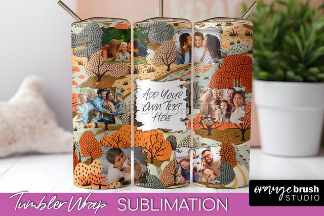 Autumn Photo Frame Tumbler Wrap - Fall Tumbler Sublimation Sublimation OrangeBrushStudio 
