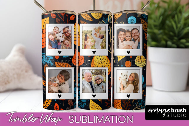Autumn Photo Frame Tumbler Wrap - Fall Tumbler Sublimation Sublimation OrangeBrushStudio 