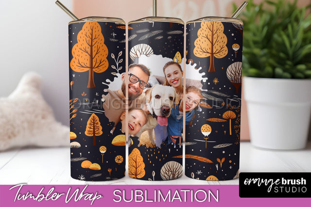Autumn Photo Frame Tumbler Wrap - Fall Tumbler Sublimation Sublimation OrangeBrushStudio 