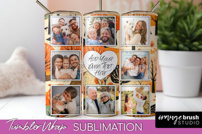 Autumn Photo Frame Tumbler Wrap - Fall Tumbler Sublimation Sublimation OrangeBrushStudio 