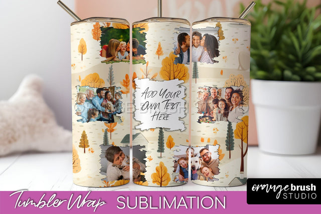 Autumn Photo Frame Tumbler Wrap - Fall Tumbler Sublimation Sublimation OrangeBrushStudio 