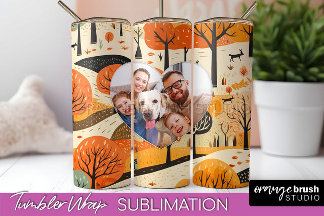 Autumn Photo Frame Tumbler Wrap - Fall Tumbler Sublimation Sublimation OrangeBrushStudio 
