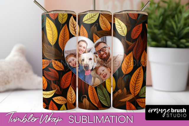 Autumn Photo Frame Tumbler Wrap - Fall Tumbler Sublimation Sublimation OrangeBrushStudio 