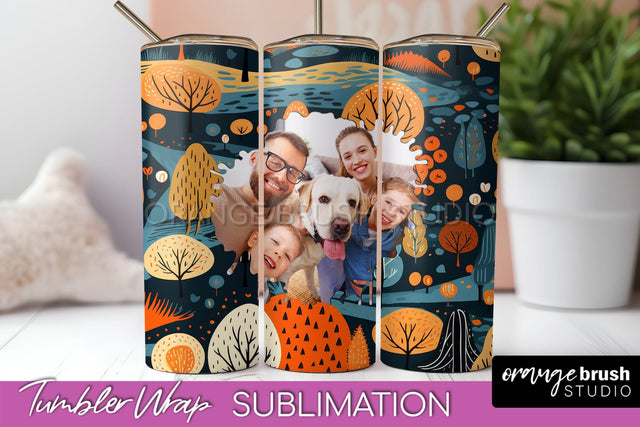 Autumn Photo Frame Tumbler Wrap - Fall Tumbler Sublimation Sublimation OrangeBrushStudio 