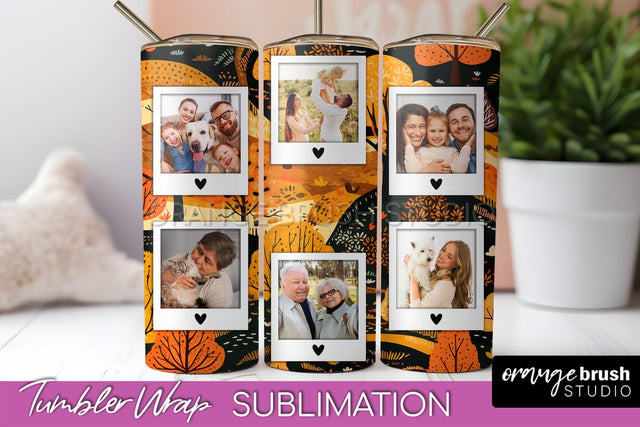 Autumn Photo Frame Tumbler Wrap - Fall Tumbler Sublimation Sublimation OrangeBrushStudio 