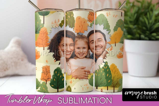 Autumn Photo Frame Tumbler Wrap - Fall Tumbler Sublimation Sublimation OrangeBrushStudio 