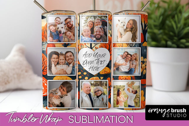 Autumn Photo Frame Tumbler Wrap - Fall Tumbler Sublimation Sublimation OrangeBrushStudio 