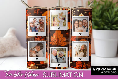 Autumn Photo Frame Tumbler Wrap - Fall Tumbler Sublimation Sublimation OrangeBrushStudio 