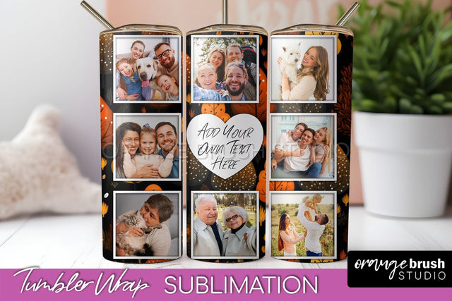 Autumn Photo Frame Tumbler Wrap - Fall Tumbler Sublimation Sublimation OrangeBrushStudio 
