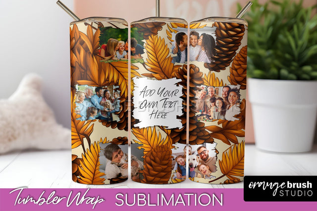 Autumn Photo Frame Tumbler Wrap - Fall Tumbler Sublimation Sublimation OrangeBrushStudio 