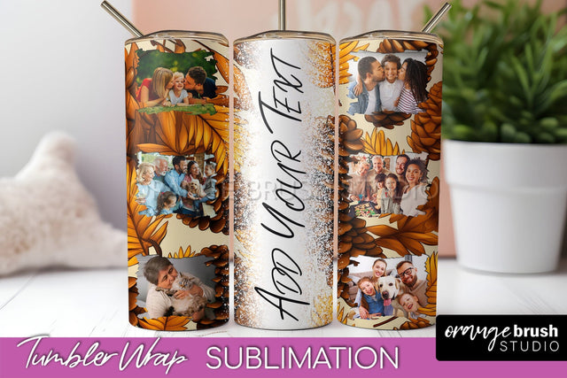 Autumn Photo Frame Tumbler Wrap - Fall Tumbler Sublimation Sublimation OrangeBrushStudio 
