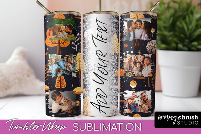 Autumn Photo Frame Tumbler Wrap - Fall Tumbler Sublimation Sublimation OrangeBrushStudio 