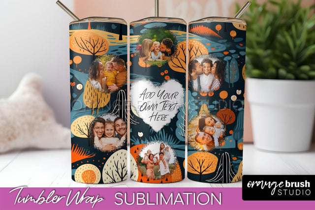 Autumn Photo Frame Tumbler Wrap - Fall Tumbler Sublimation Sublimation OrangeBrushStudio 