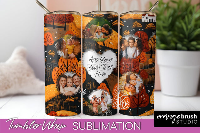 Autumn Photo Frame Tumbler Wrap - Fall Tumbler Sublimation Sublimation OrangeBrushStudio 