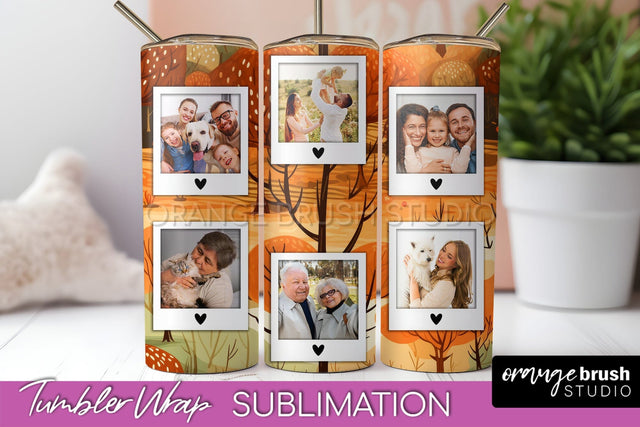 Autumn Photo Frame Tumbler Wrap - Fall Tumbler Sublimation Sublimation OrangeBrushStudio 